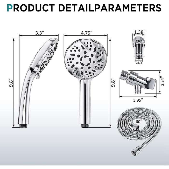 Shower Head with Handheld, 9 Spray Setting High Pressure Shower