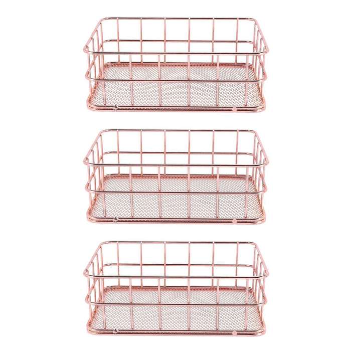 3x Storage Basket Bathroom Shelves Makeup Organiser Storage Basket
