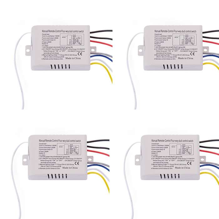 4x 4 Way Light Digital Wireless Remote Control Switch On/off 220v