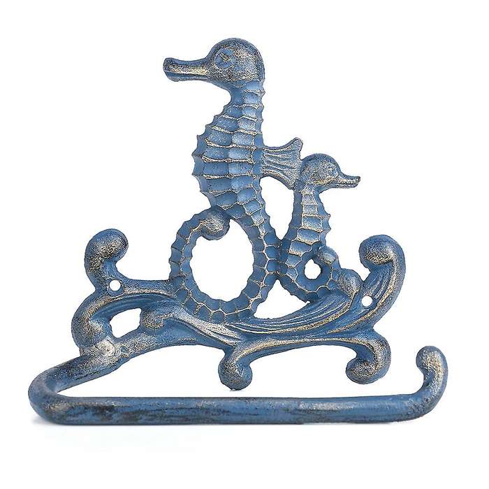 Cast Iron Tissue Holder Seahorse Paper Rack Coat Hook Towel Rack