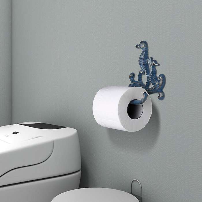 Cast Iron Tissue Holder Seahorse Paper Rack Coat Hook Towel Rack