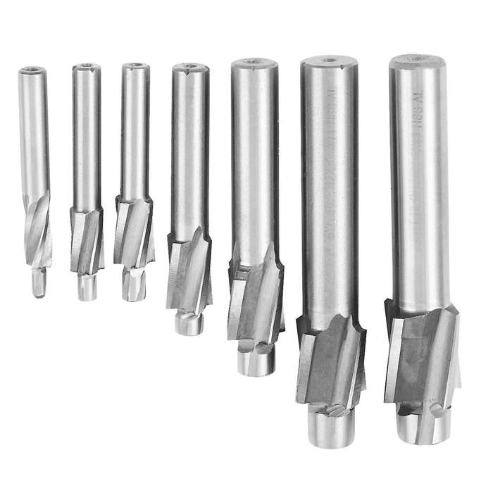 7pcs M3-m12 High Speed Steel Pilot Slotting Tool End Mill Drill Bit