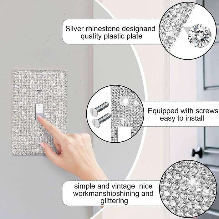 6 Pcs Bling Light Switch Cover (single Gang Socket, Duplex Outlet)