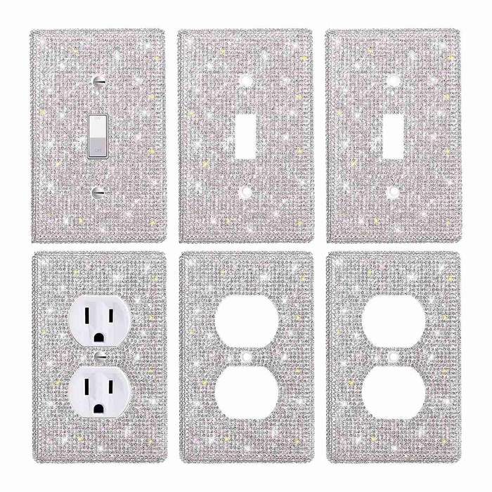 6 Pcs Bling Light Switch Cover (single Gang Socket, Duplex Outlet)