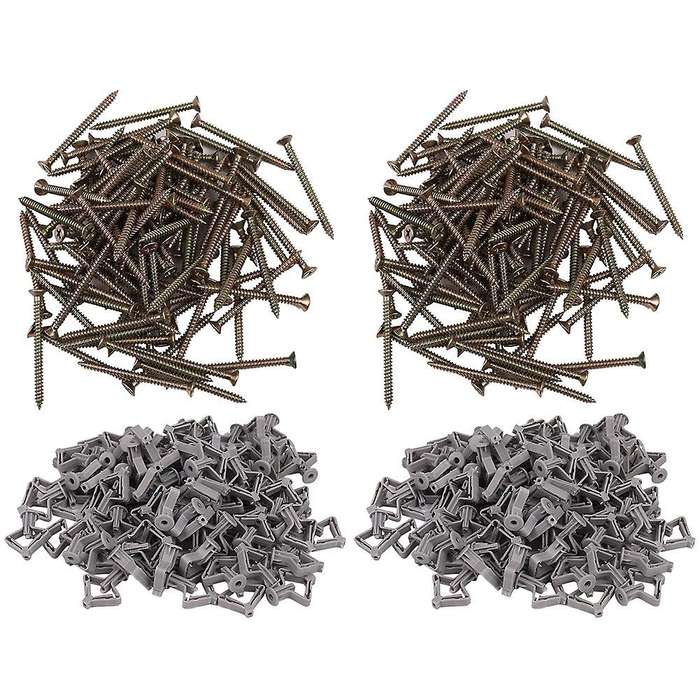 100pc Poly Plasterboard Anchor Plastic Expansion Tube Pipe with Screw