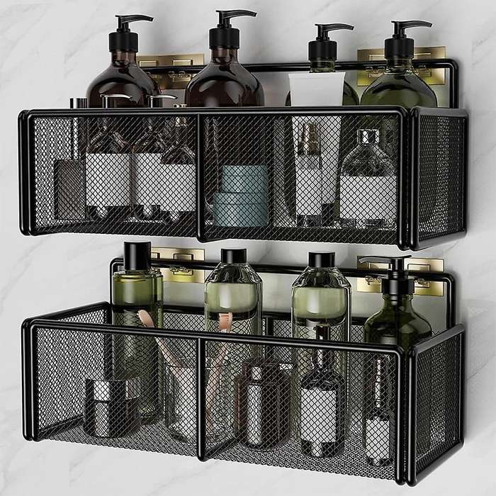 2-pack Shower Caddy Basket Shelf, Shower Organizer Black