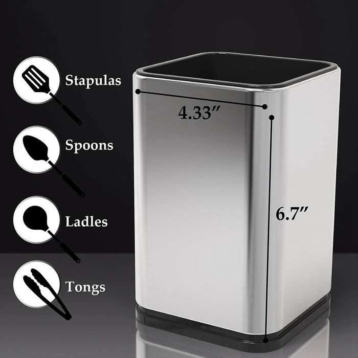 Stainless Steel Kitchen Utensil Holder, Modern Rectangular ,17x11cm