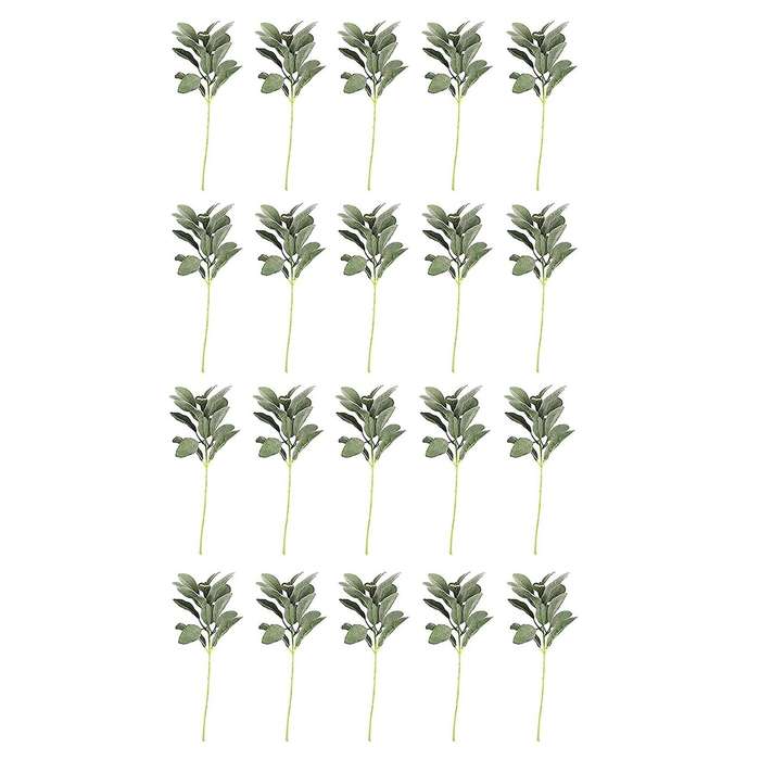 20pcs Artificial Flocked Greenery Leaves Short Stems,for Home
