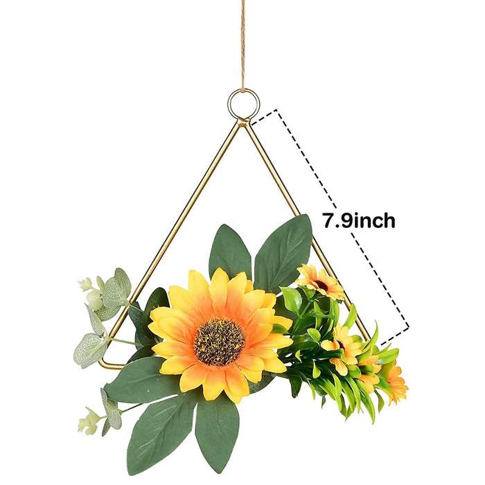 3pcs Floral Hoop Wreath,hanging Garland Artificial Silk Sunflowers