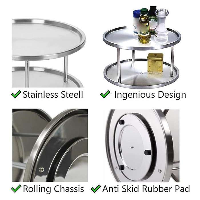 Turntable Cupboard , Lazy Rotating Spice Rack for Kitchen Storage