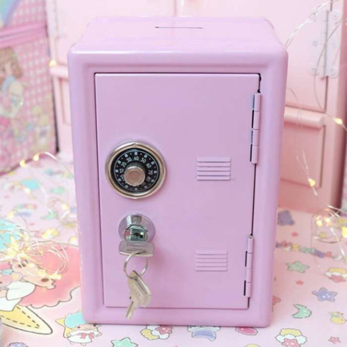 Kids Money Banks, Mini Money Box with Key Metal Money Box Storage