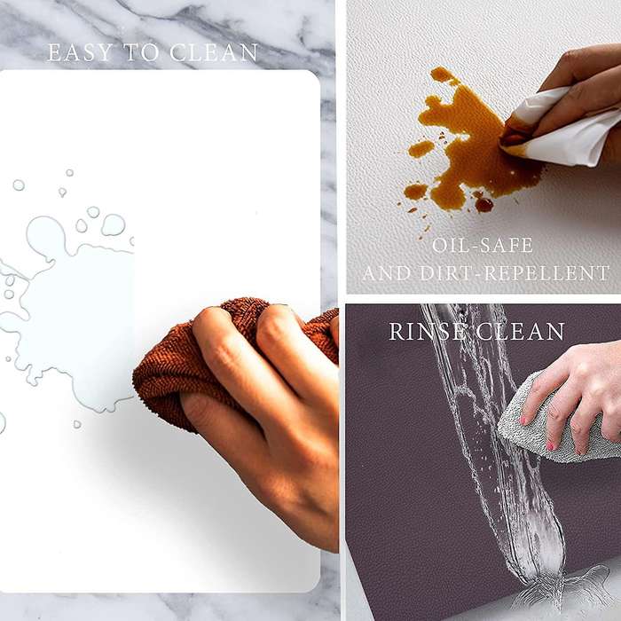 Placemats Leather and Coasters, Double-sided Pu Mats (brown/white)