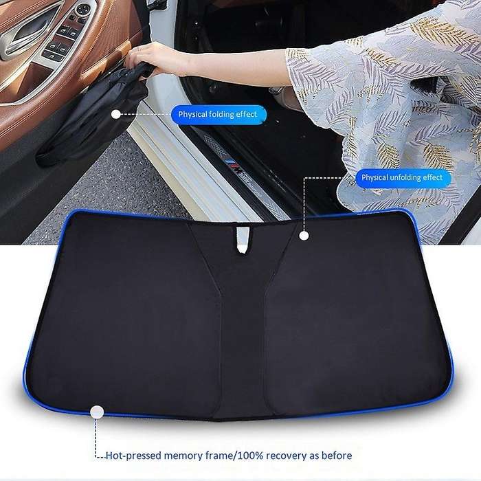 Car Windshield Sun Shades Cover for Tesla Model 3 Black (134x89 Cm)
