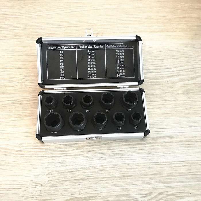 10pcs Damaged Nut Bolt Remover 9-19mm Extractor Removal Tools Set