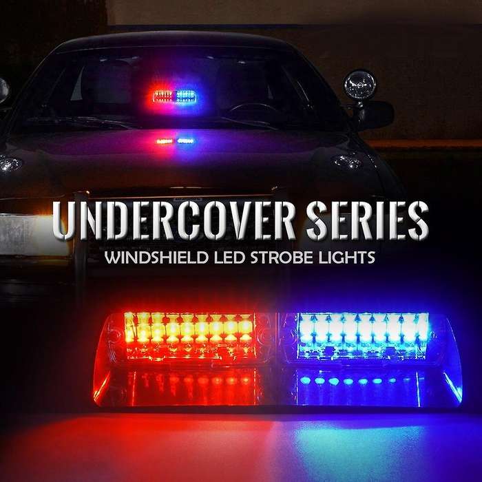 Red and Blue 16 Led Law Warning Strobe Lights with Suction Cups