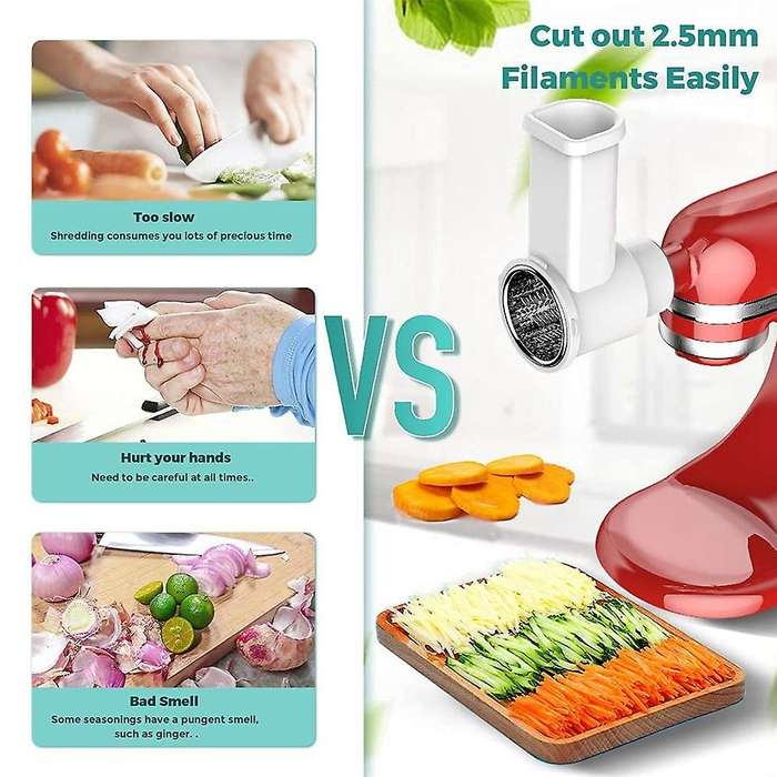 Fresh Prep Vegetable Slicer for Kitchenaid Mixer, with Cleaning Brush