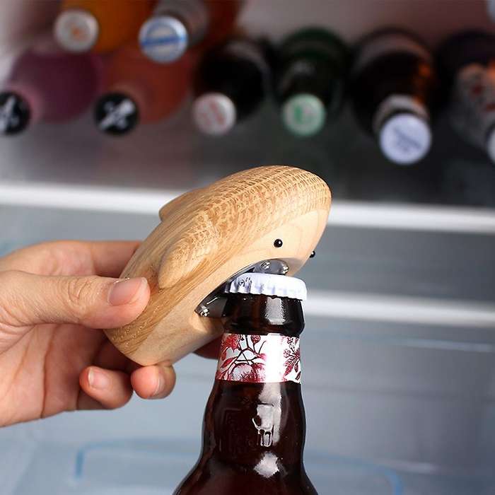 Unique Wooden Shark Shaped Bottle Opener Beer Opener Cap Bar Tools,1
