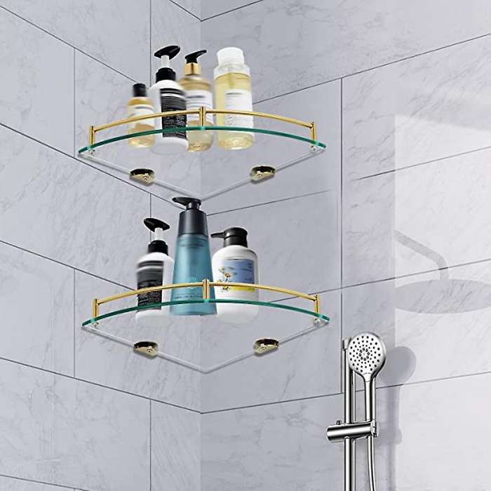 Bathroom Shelves, Bathroom Glass Corner Shelf Wall Mounted-c