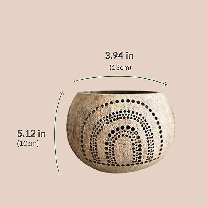 Coconut Shell Wood Candle Holders (set Of 3) with Coconut Scented
