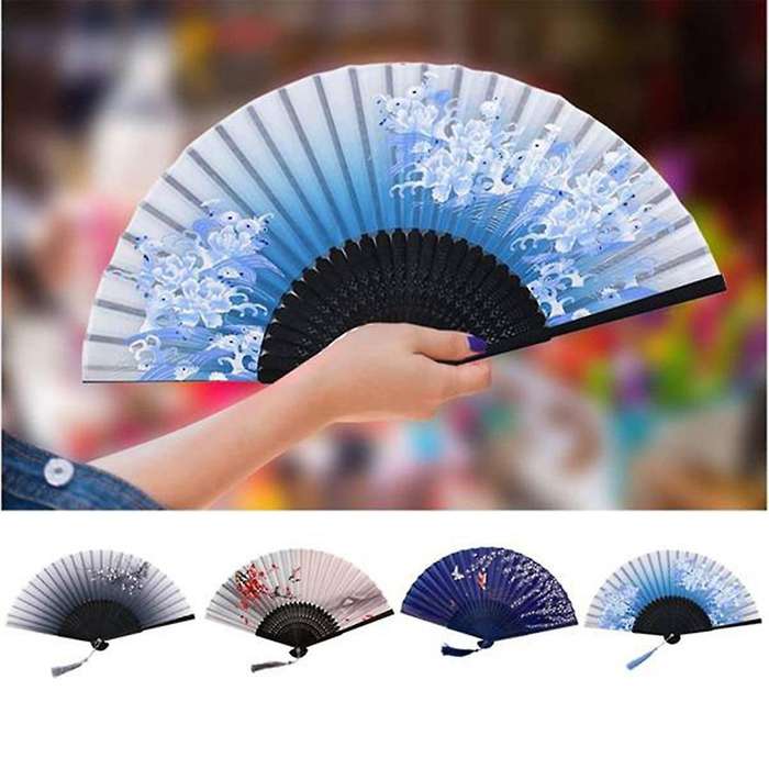 12 Pieces Floral Folding Hand Fan Vintage Pattern for Wedding Party