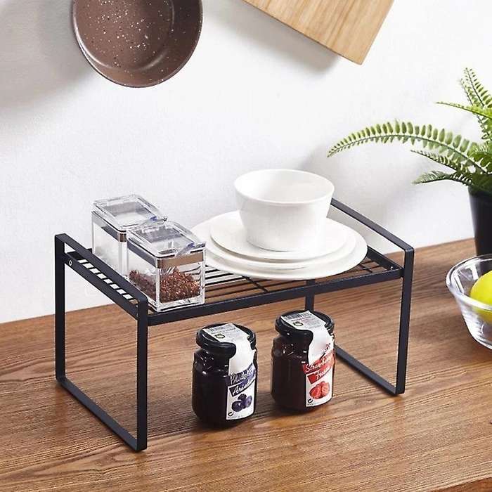 1pcs Iron Handle Spice Rack Kitchen Shelf Organizer Stand Black
