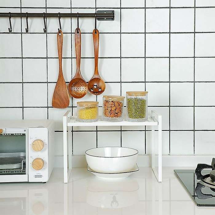1pcs Iron Handle Spice Rack Kitchen Shelf Organizer Stand Black