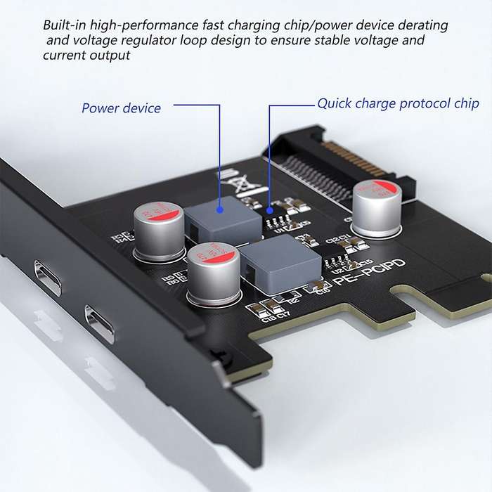 Pcie to Type-c 2 Port Expansion Card Pcie Riser Expansion Card