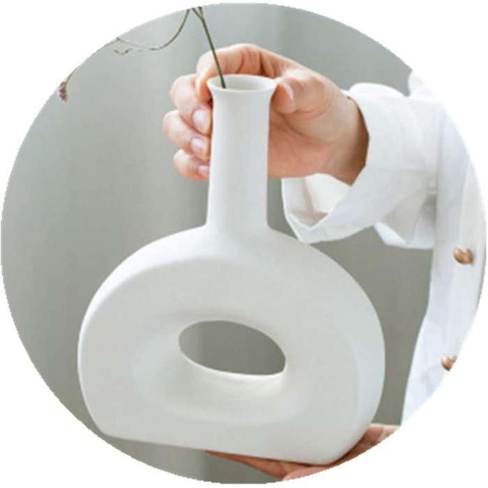 White Ceramic Vase-elegant Design-table Center Vase Perfect (m)