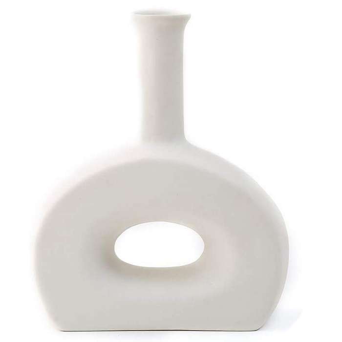 White Ceramic Vase-elegant Design-table Center Vase Perfect (m)