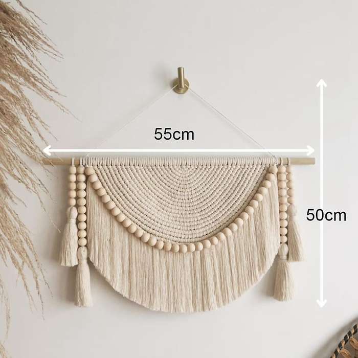 Macrame Wall Tapestry with Wood Beads and Tassels Home Decoration