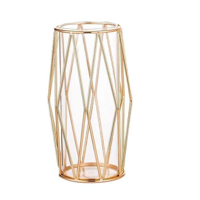 Vase Decorations for Living Room Glass Vase with Metal Stand(8.5inch)