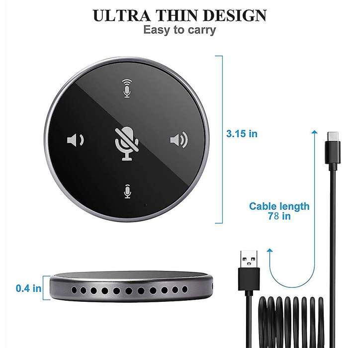 Usb Conference Microphone with Speaker,pc Mic with Mute Button