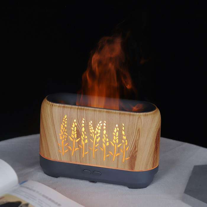 Hollow Flame Air Humidifier Aroma Oil Aromatherapy Diffuser White