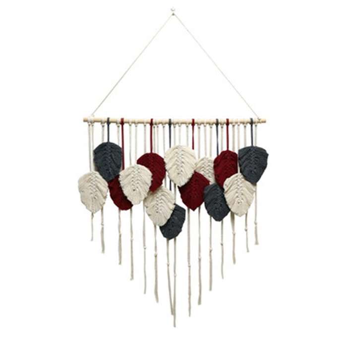 Feather Boho Wall Decor Woven Tassels Cotton Ornaments Tapestry A