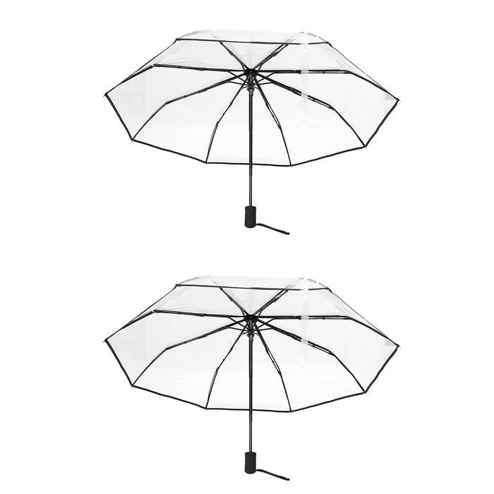 Umbrella Automatic Umbrella Compact Folding,transparent +black Border