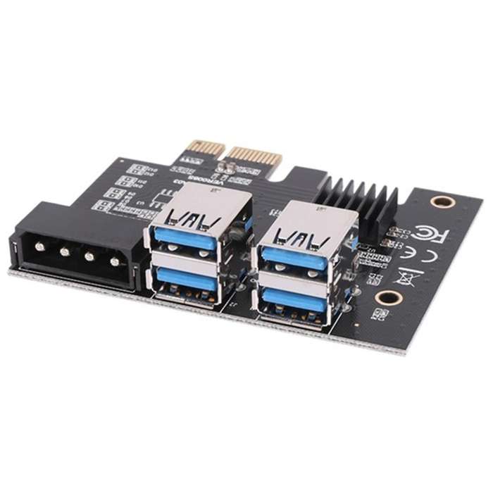 Pci-e to Pcie 1x to 16x Mining Riser Card with Molex 4 Pin Power Port