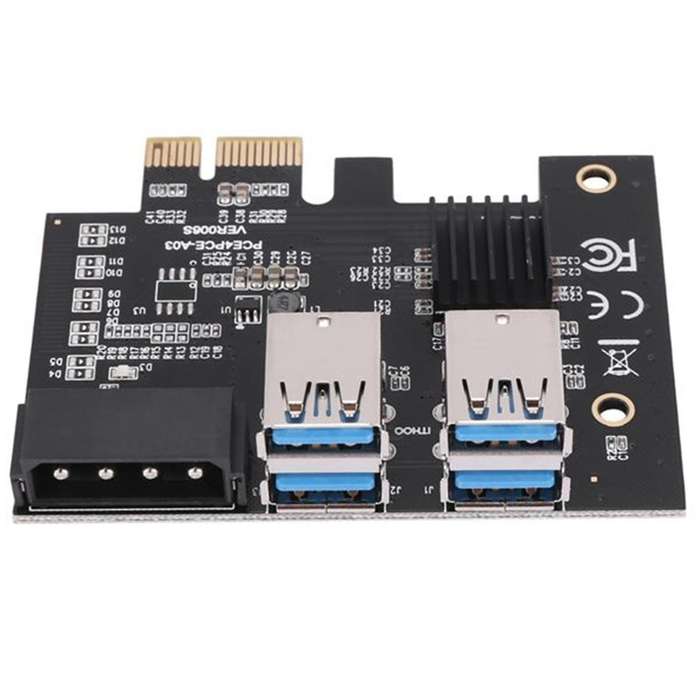 Pci-e to Pcie 1x to 16x Mining Riser Card with Molex 4 Pin Power Port