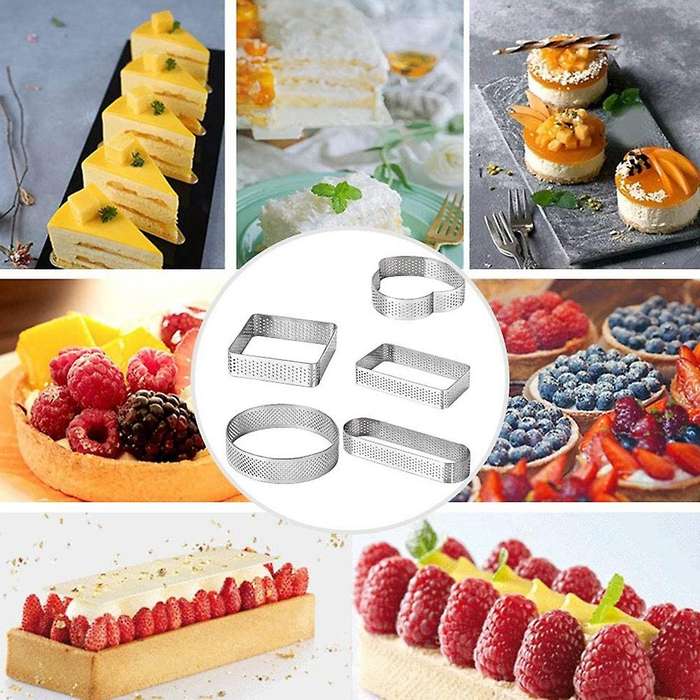 10 Pack Stainless Steel Tart Ring,tower Pie Baking Mould (5 Shapes)