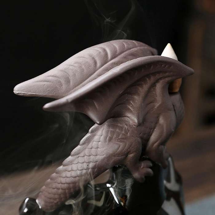 Incense Burner Ceramic Dragon Incense Cone Waterfall Smoking