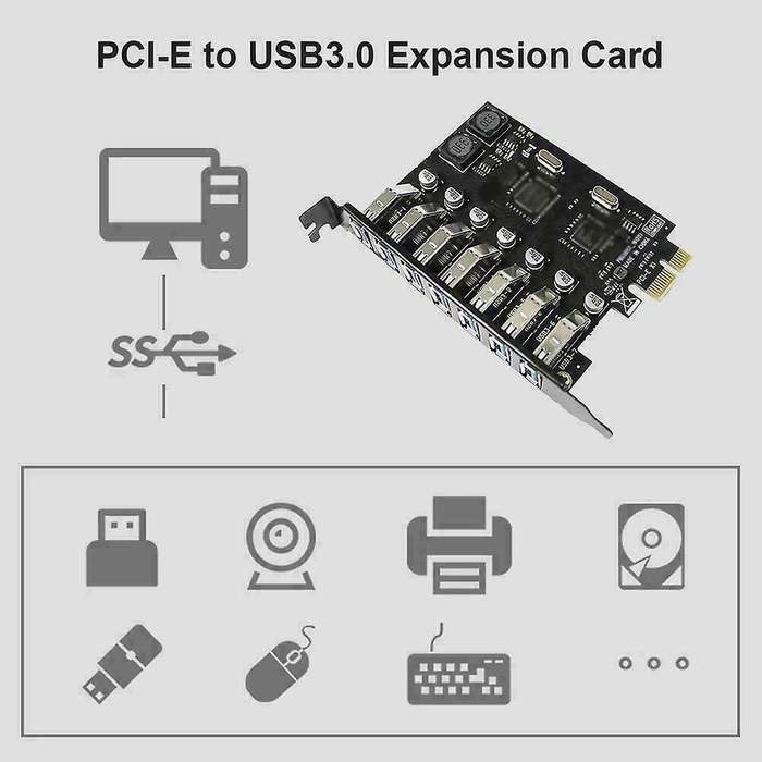 7 Port 5gbps Adapter Pci-e Express Super Speed Add On Card
