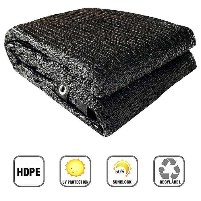 50% Black Shade Cloth 10ft X 15ft with Grommets for Patio Backyard