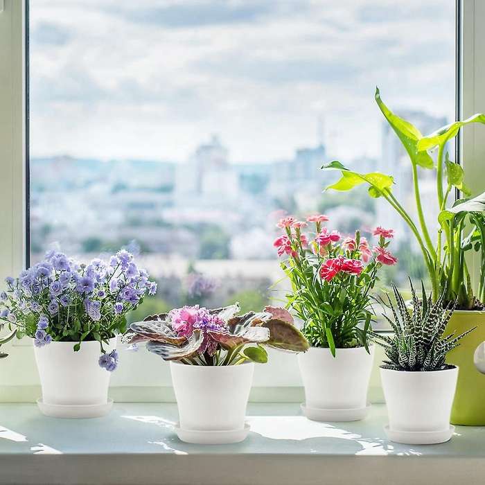 24pcs 4 Inch Plant Pot with Saucers Flower Pots White