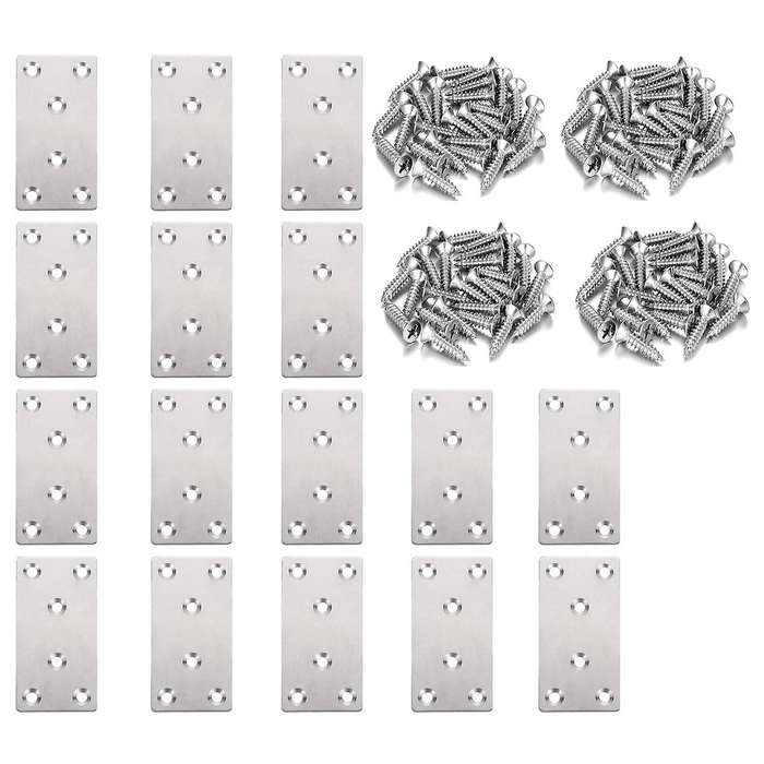 16pcs Flat Bracket Straight Fixing Repair Board, for Furniture