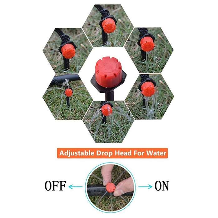 200pcs 1/4 Inch Adjustable Mini Drip Irrigation System Red Supplies