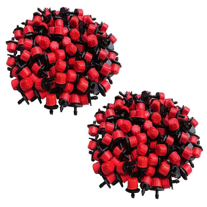 200pcs 1/4 Inch Adjustable Mini Drip Irrigation System Red Supplies