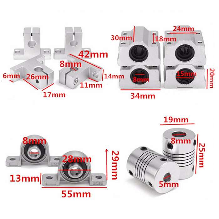 15pcs 200mm Optical Axis Guide Aluminum Slide Bushing Cnc Parts