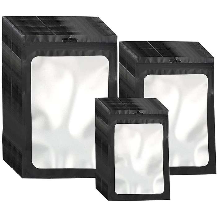 300 Pack 3 Sizes Resealable Mylar Bags Food Storage Smell Proof Bags