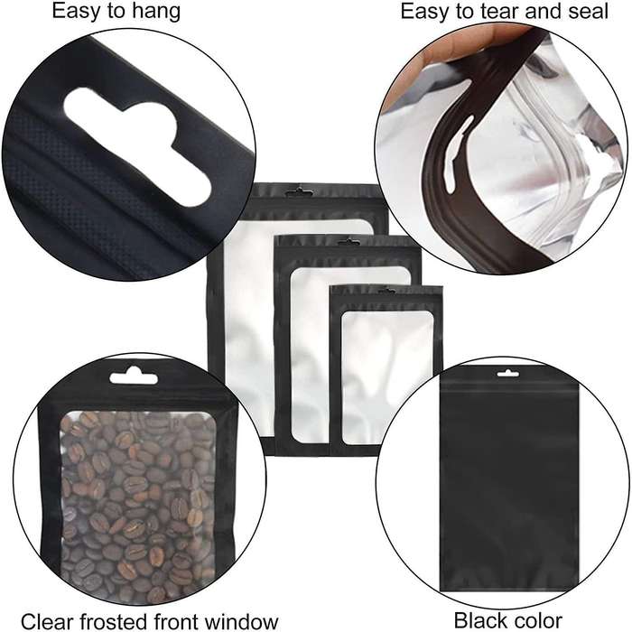 300 Pack 3 Sizes Resealable Mylar Bags Food Storage Smell Proof Bags