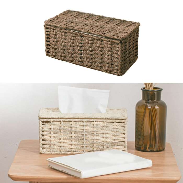 Rattan Tissue Box, Vintage Napkin Holder,desk Decoration (beige)
