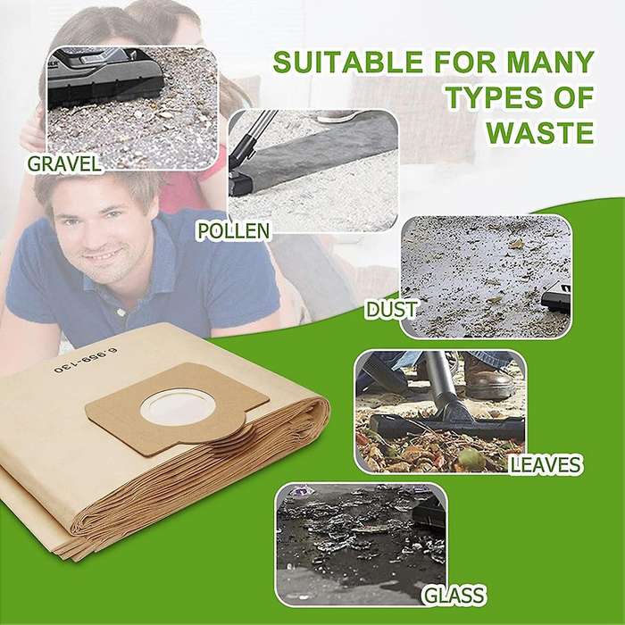 15 Pcs Vacuum Cleaner Bag for Karcher 6.959-130.0 Filter Bags